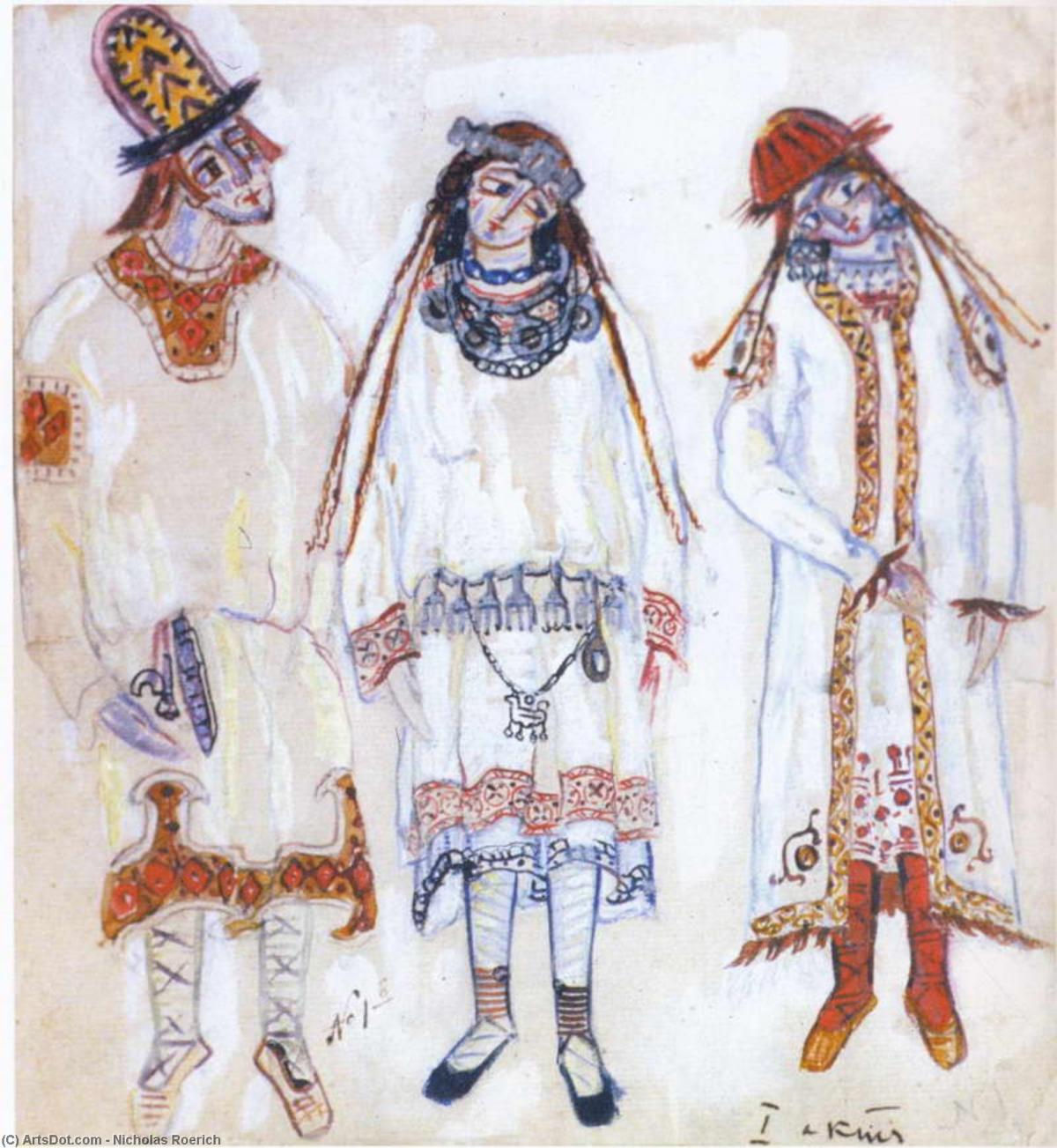 Н.К.Рерих. Три персонажа (парень и девушки). 1912