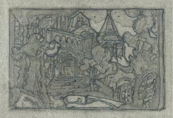 Н.К.Рерих. Замок ночью. Рисунок декорации (2-й акт). 1912