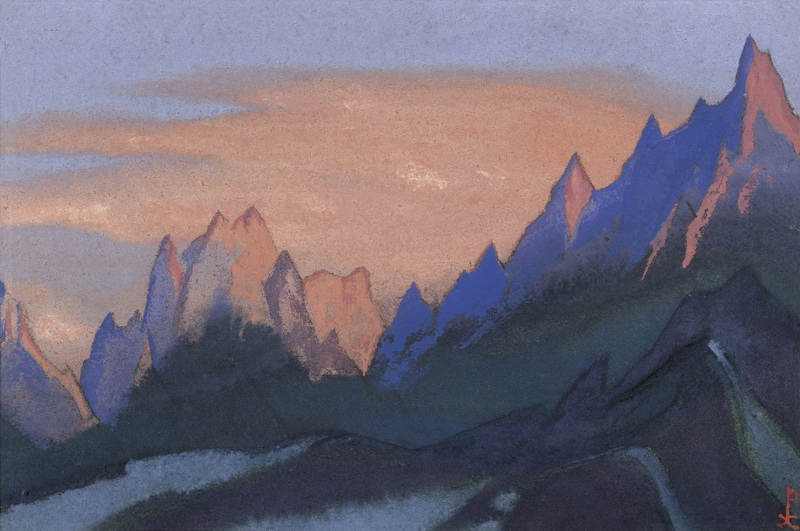 Н.К.Рерих. Тибет. # 67 [Пылающий закат]. 1945