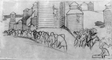 Н.К.Рерих. Город строят (набросок к картине 1902 г.). 1902