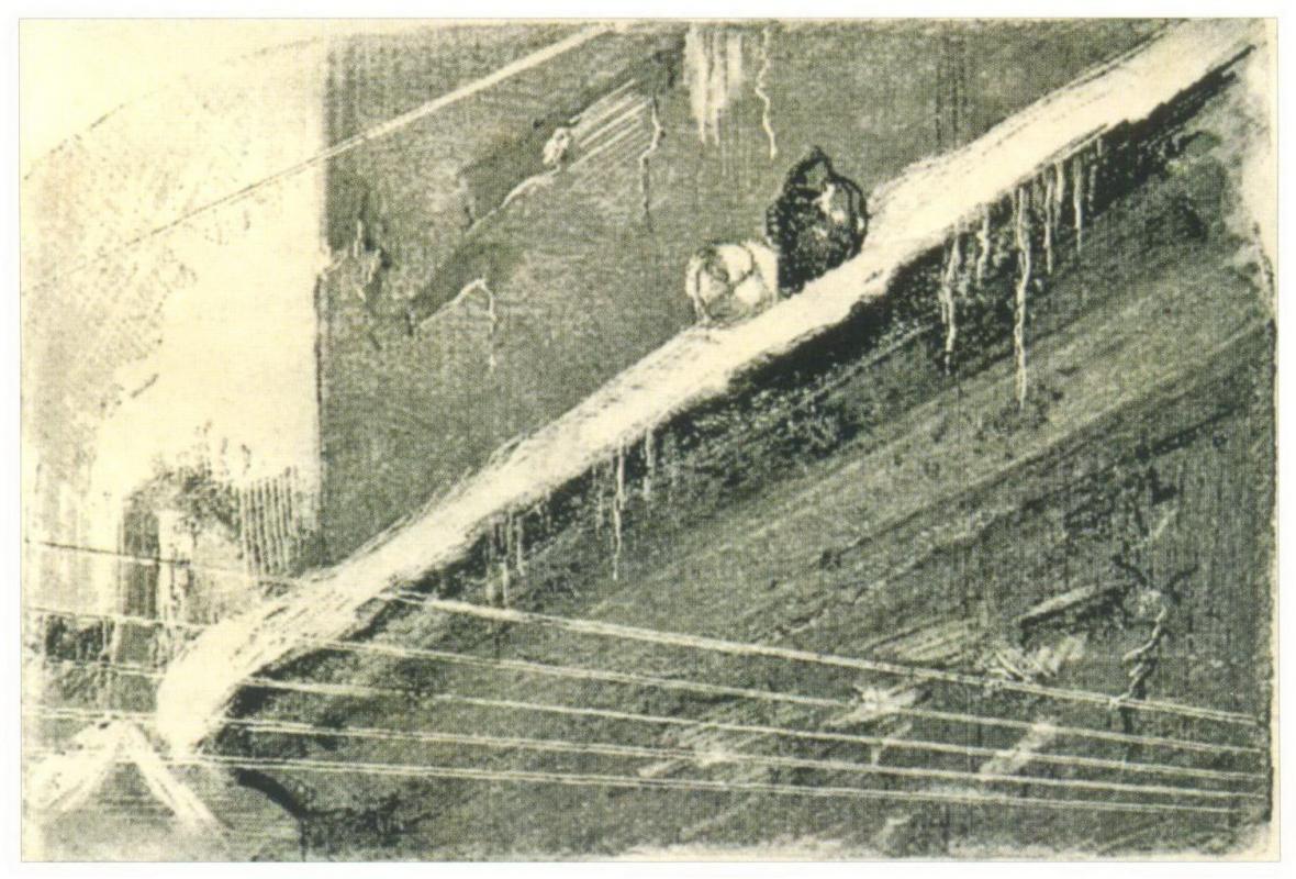 Н.К.Рерих. Воробьи на заснеженной крыше (к стихотворению В. Жуковского «Голуби»). 1896