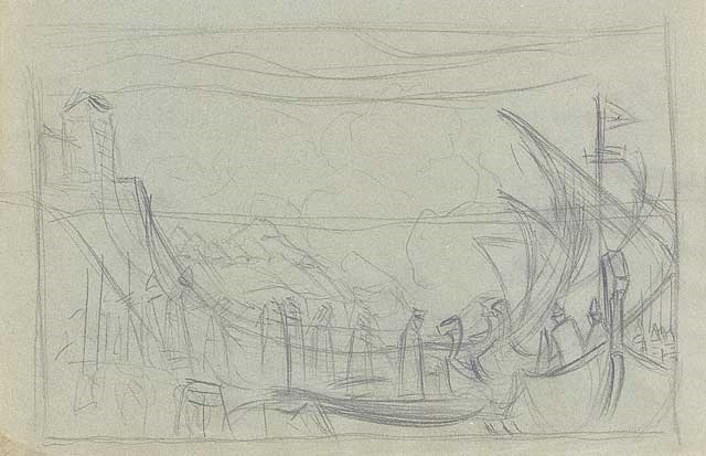 Н.К.Рерих. Эскиз композиции к «Варяги» (ненаписанная картина). 1914-1916