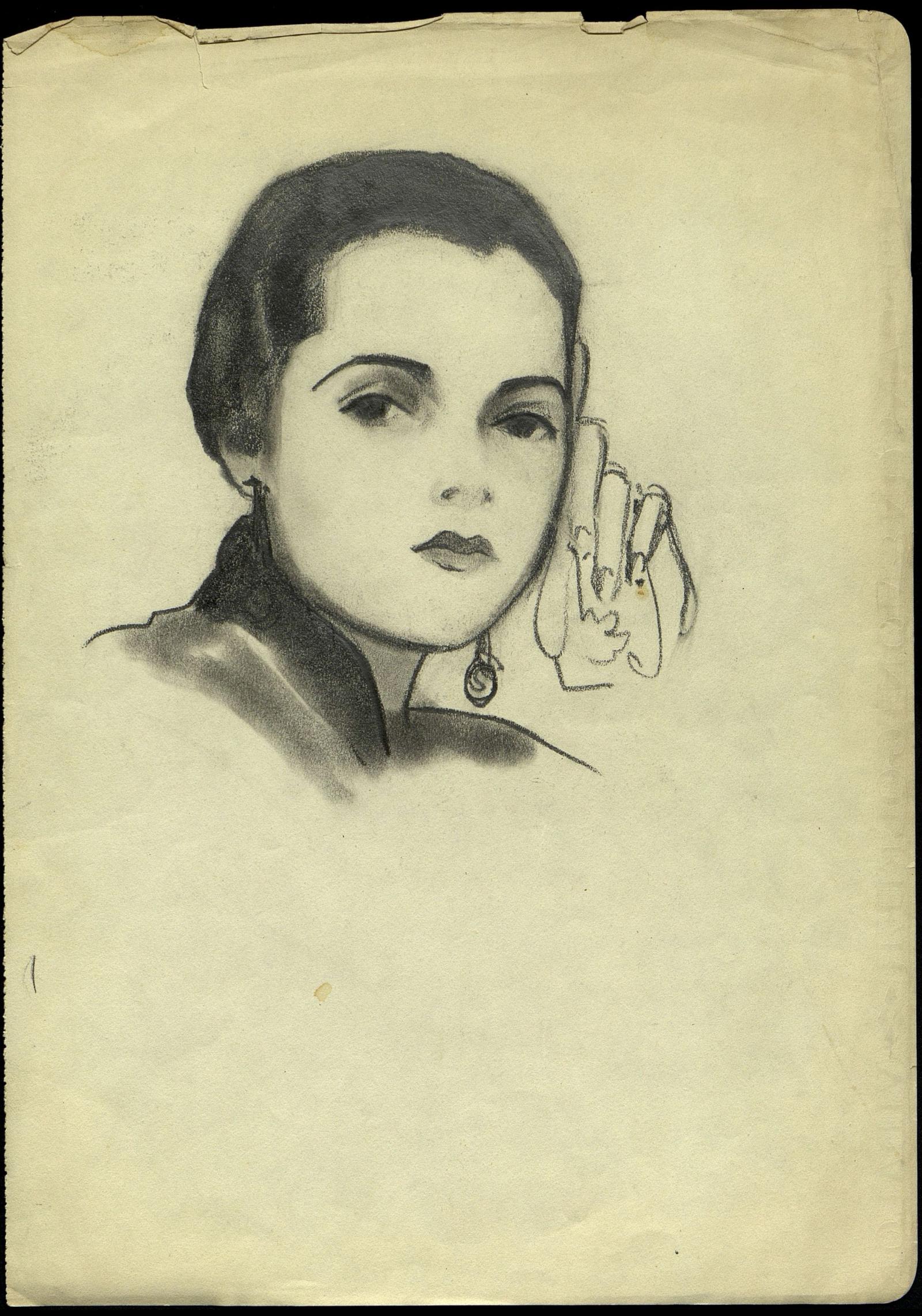 С.Н.Рерих. Набросок портрета Кэтрин Кэмпбелл. 1930-е