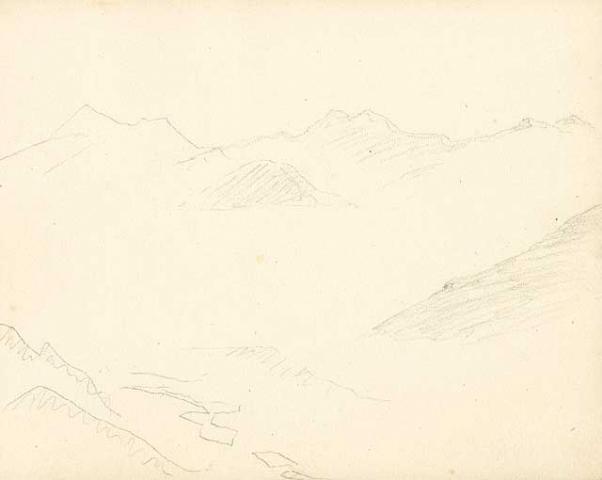 Н.К.Рерих. Беглый набросок долины Чандра под снежной лавиной. 1929-1931