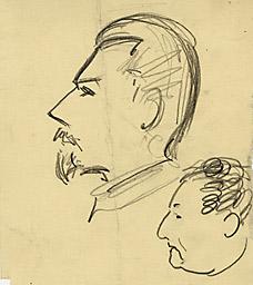 С.Н.Рерих. Автопортрет с наброском головы мужчины(?). 1930-1940-е