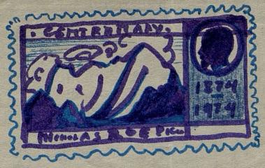 С.Н.Рерих. Набросок эскиза марки к 100-летию со дня рождения Николая Рериха. 1973 или 1974