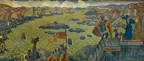 Н.К.Рерих. Варяжское море (Выступление в поход). 1910