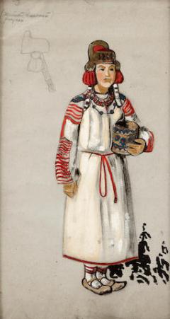 Н.К.Рерих. Эскиз костюма деревенской девушки. Около 1921