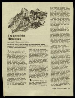 С.Н.Рерих. Рисунок из статьи «Притягательность Гималаев» («The lure of the Yimalayas») 1. 1984