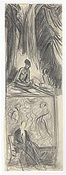 С.Н.Рерих. Портрет Н.К.Рериха (набросок) и Слова учителя (набросок). 1944