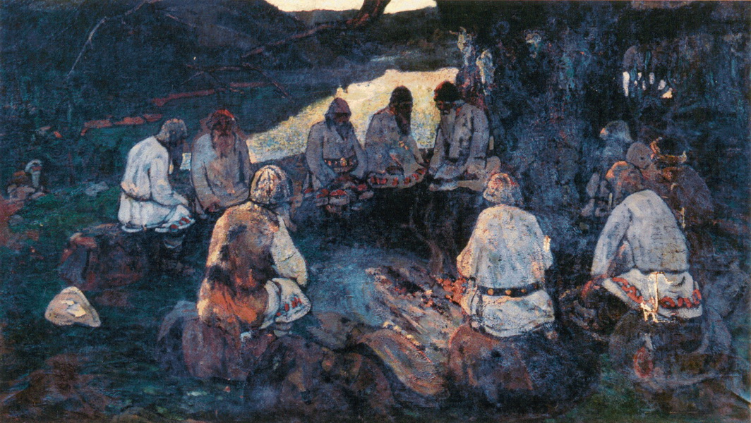 Н.К.Рерих. Сходятся старцы (эскиз к одноименной Картине). 1898-1902
