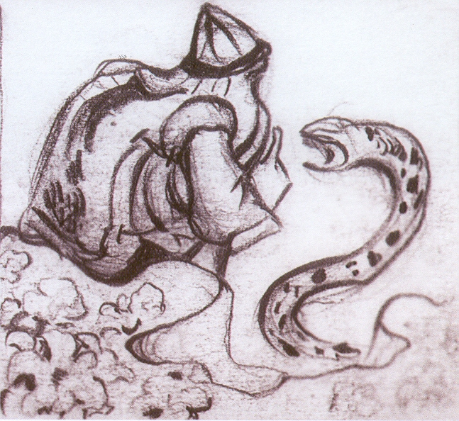 Н.К.Рерих. Заклинатель змей (набросок). 1913