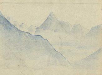 Н.К.Рерих. Набросок (эскиз) горного пейзажа. Около 1929-1933