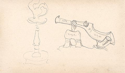 Н.К.Рерих. Набросок лампы и Царь-пушки. 1919