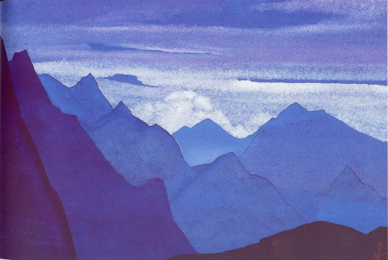 Н.К.Рерих. Гималаи. # 97 [Гималаи [Сиреневые сумерки в горах]]. 1935–1936