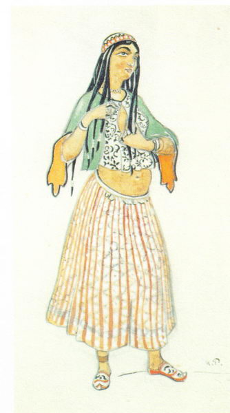 Н.К.Рерих. Эскиз костюма Половчанки (Пленница, Полонянка). 1909