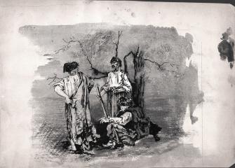 Н.К.Рерих. Трое запорожцев у сломанного дерева. 1894