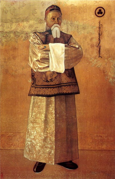 С.Н.Рерих. Портрет Н.К.Рериха (Портрет профессора Николая Рериха в полный рост в тибетском платье). 1933