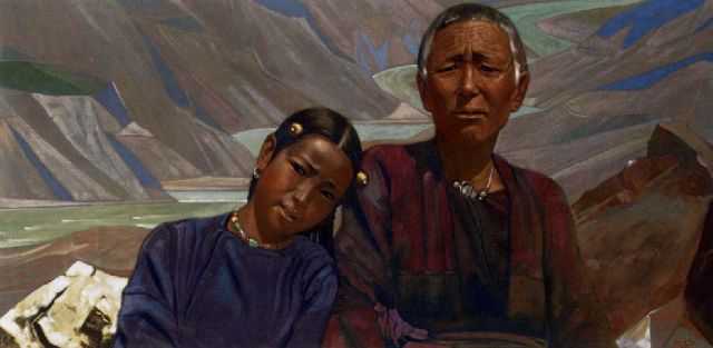 С.Н.Рерих. Портрет тибетской женщины и её внучки. 1934
