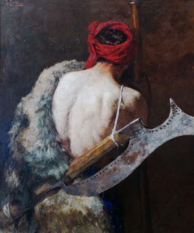 Н.К.Рерих. Воин (Натурщик в меховой шкуре) (Академический этюд). 1894 или 1897