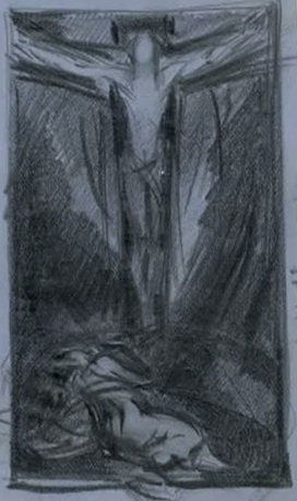 С.Н.Рерих. Распятие (Голгофа) (рисунок). 1944-1945