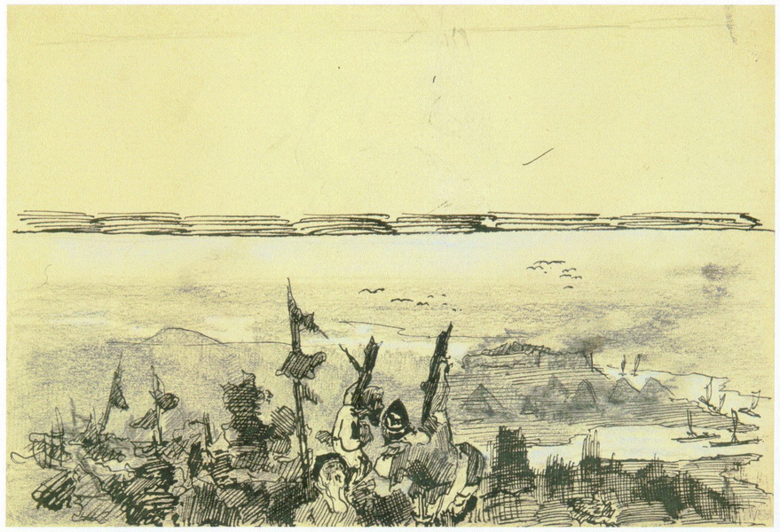 Н.К.Рерих. Берег реки [Беглый набросок композиции]. Около 1897
