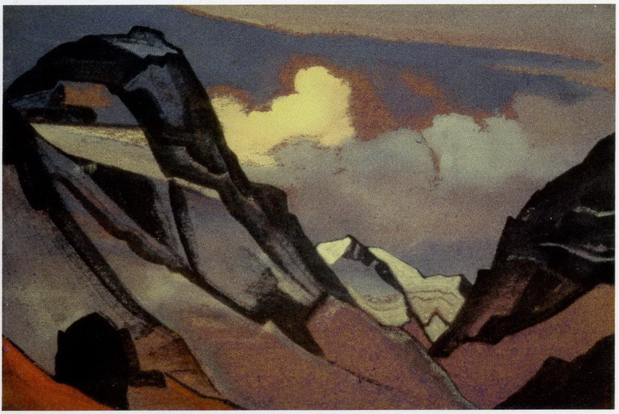 Н.К.Рерих. Сумрачные горы в облаках. # 46. Не позднее 1936 г.