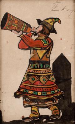 Н.К.Рерих. Эскиз костюма деревенского трубача. 1921