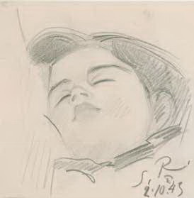 С.Н.Рерих. Спящая девочка (эскиз к портрету дочери Асгари Кадир) [фрагмент]. 1943