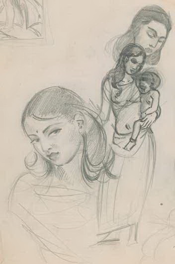 С.Н.Рерих. Молодая женщина с ребёнком. 1950-е