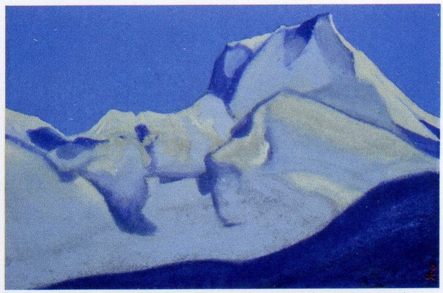 Н.К.Рерих. Гималаи. # 40 [Гималаи (Вершины в предрассветной синеве)]. 1941
