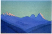 Н.К.Рерих. Гималаи. # 67 [Гималаи (Розовеющий гребень гор)]. 1946