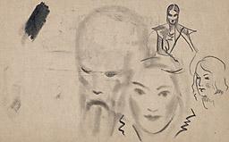 С.Н.Рерих. Набросок портрета Н.К.Рериха  и группы лиц. 1920-1940-е