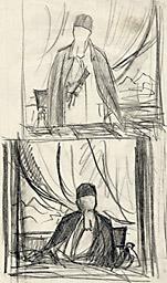 С.Н.Рерих. Наброски к портрету Н.К.Рериха на фоне занавеси. 1930-1940-е