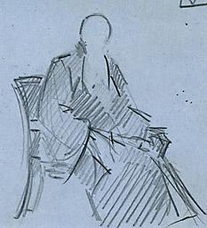 С.Н.Рерих. Набросок к портрету Н.К.Рериха в кресле (01). 1930-1940-е