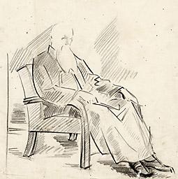 С.Н.Рерих. Набросок к портрету Н.К.Рериха в кресле (02). 1930-1940-е