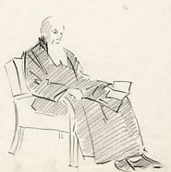 С.Н.Рерих. Набросок к портрету Н.К.Рериха в кресле (03). 1930-1940-е