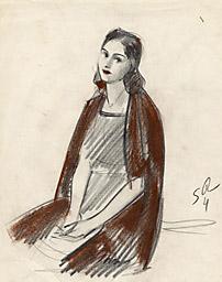 С.Н.Рерих. Портрет Ираиды Богдановой (набросок) (18). 1940-1960-е