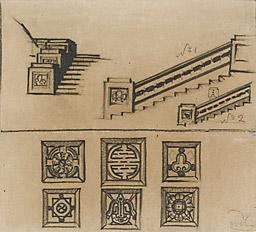 С.Н.Рерих. Лестница с орнаментом (архитектурный рисунок). 