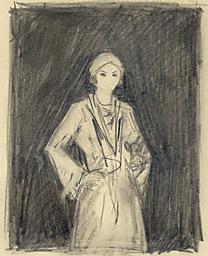 С.Н.Рерих. Портрет Наташи Рамбовой (набросок). 1930-е