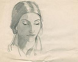 С.Н.Рерих. Портрет Ираиды Богдановой (набросок) (15). 1940-1960-е