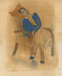 С.Н.Рерих. Портрет Ираиды Богдановой сидящей в кресле (?). 1940-1960-е