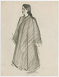 С.Н.Рерих. Портрет Ираиды Богдановой в тибетском платье (?) (набросок). 1920-1940-е