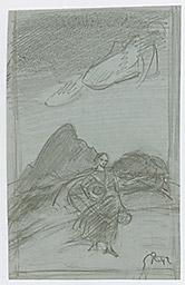 С.Н.Рерих. Юноша на фоне горы (набросок) (?). 1942