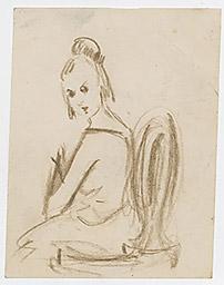 С.Н.Рерих. Портрет девушки на кресле (набросок). 1940-1960-е