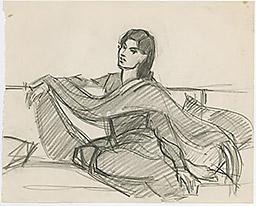 С.Н.Рерих. Портрет Асгари Кадир, сидящей на диване (набросок). 1940-е