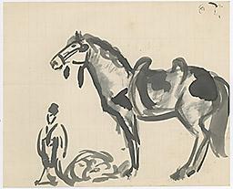 С.Н.Рерих. Конь и всадник (набросок). 1940-1960-е